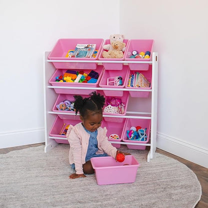 Humble Crew, White/Pink 12 Bin Toy Storage Organizer