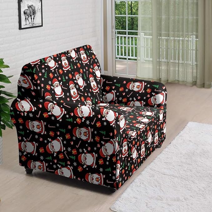 FKELYI Christmas Decorations Indoor Easy Going Stretch Sofa Slipcover Santa Claus Sofa Couch Cover Comfortable Furniture Protector S