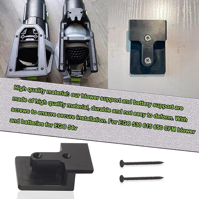DECKMAN 1 x Leaf Blower Wall Mount | Holder | 2 x Battery Holders Compatible with EGO Leaf Blower/Battery, Blower Wall Mount for EGO 530 615 650 CFM Blower, Battery Mounts Fit for EGO 54v Batteries