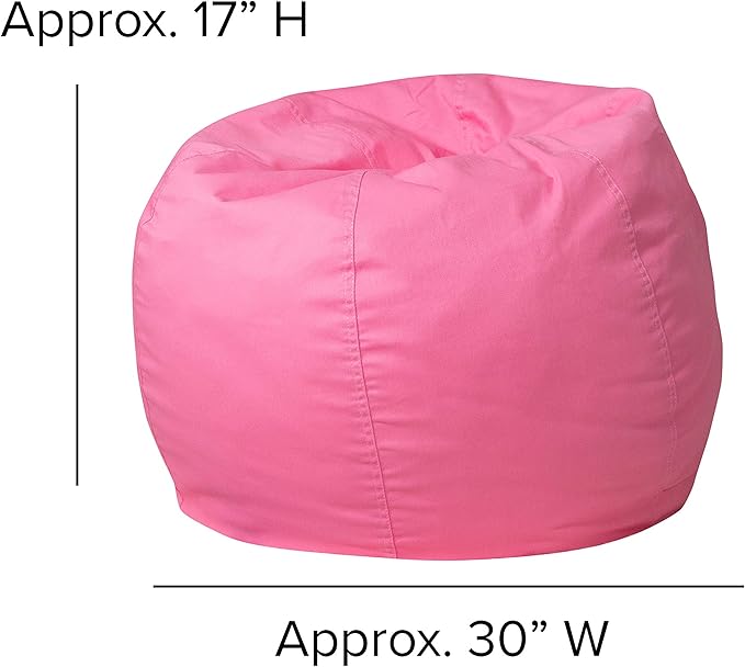 Flash Furniture Dillon Small Bean Bag Chair for Kids and Teens, Foam-Filled Beanbag Chair with Machine Washable Cover, Light Pink