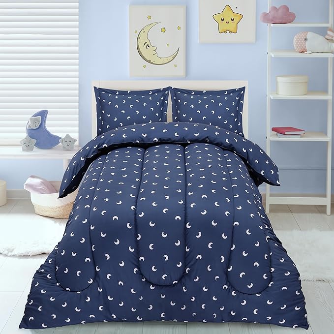 Utopia Bedding All Season Moon Comforter Set with 2 Pillow Cases, 3 Piece Soft Brushed Microfiber Kids Bedding Set for Boys/Girls, Machine Washable (Twin)