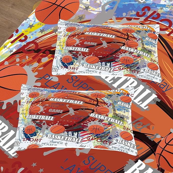 Tailor Shop Basketball Comforter Sets,Kids Twin Bedding Size,Basketball Bedding Sets for Boys Teens,Sport Comforter Sets with 1 Comforter 2 Pillowcases…………