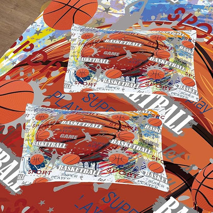 Tailor Shop Basketball Comforter Sets,Kids Twin Bedding Size,Basketball Bedding Sets for Boys Teens,Sport Comforter Sets with 1 Comforter 2 Pillowcases…………