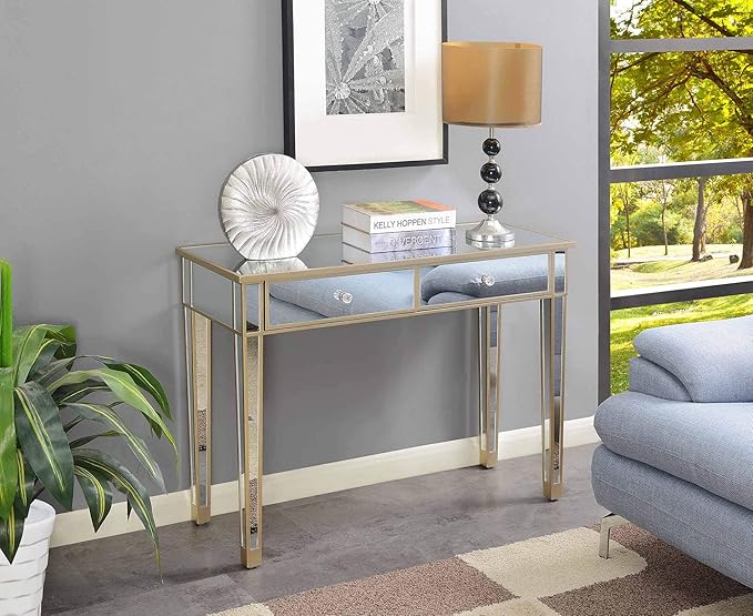 Convenience Concepts Gold Coast Desk, Champagne/Mirror