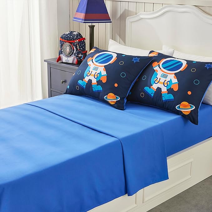 Space Navy Twin XL Comforter Sets for Boys Girls Kids Teen 5 Pieces Bed in a Bag Galaxy Astronaut Comforter with Sheet Sets Dorm Bedding Set