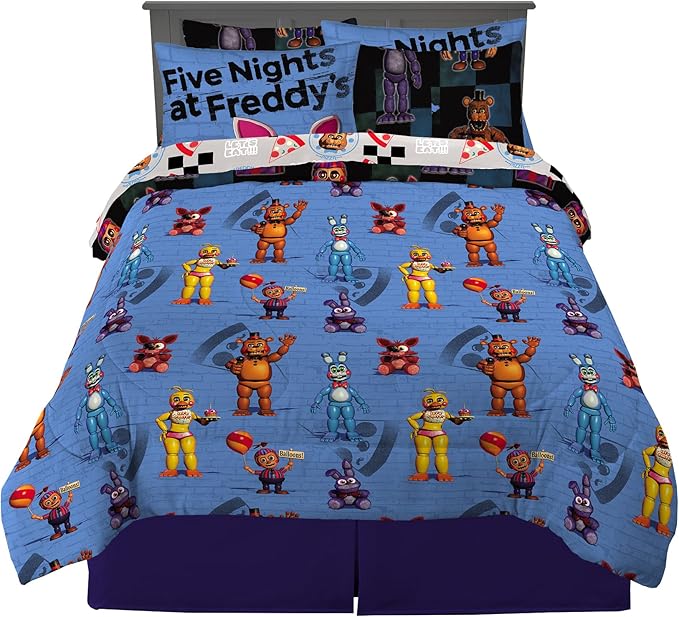 Franco Kids Bedding Super Soft Comforter and Sheet Set with Sham, 7 Piece Full Size, Five Nights At Freddy's