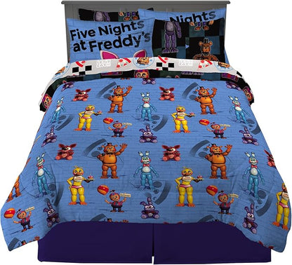 Franco Kids Bedding Super Soft Comforter and Sheet Set with Sham, 7 Piece Full Size, Five Nights At Freddy's