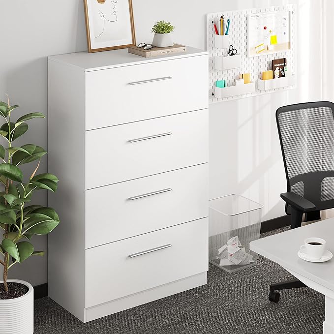 YITAHOME 4 Drawer Lateral Filing Cabinet,Dressers & Chests of Drawers for Bedroom,Printer Stand Vertical Storage Cabinet Fits Letter, A4, Legal Size for Home Office Organization, White