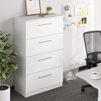 YITAHOME 4 Drawer Lateral Filing Cabinet,Dressers & Chests of Drawers for Bedroom,Printer Stand Vertical Storage Cabinet Fits Letter, A4, Legal Size for Home Office Organization, White
