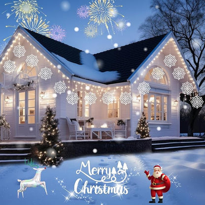 Brightown 2 Pack Christmas Snowflake Icicle Lights Outdoor - Plug-in 23.6ft 10 Drops 480LED Snowflake Window Lights, Connectable for Indoor Outdoor Porch Eaves Rooftops Christmas Decoration
