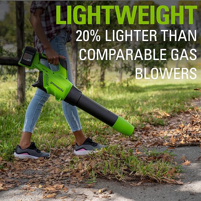 Greenworks 48V (2 x 24V) Cordless Axial Leaf Blower (125 MPH / 515 CFM / 125+ Compatible Tools), (2) 2.0Ah Batteries and Dual Port Charger Included