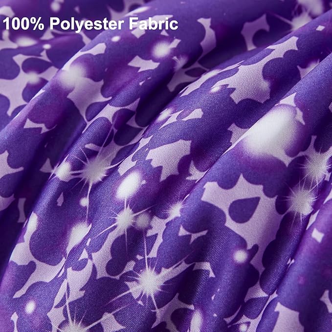 PERFEMET 6Pcs Full Size Comforter Sets for Girls Blue Purple Ombre Rainbow Kids Bedding Set Colorful Tie Dye Glitter Teen Girls Bedroom Decor Bed in A Bag