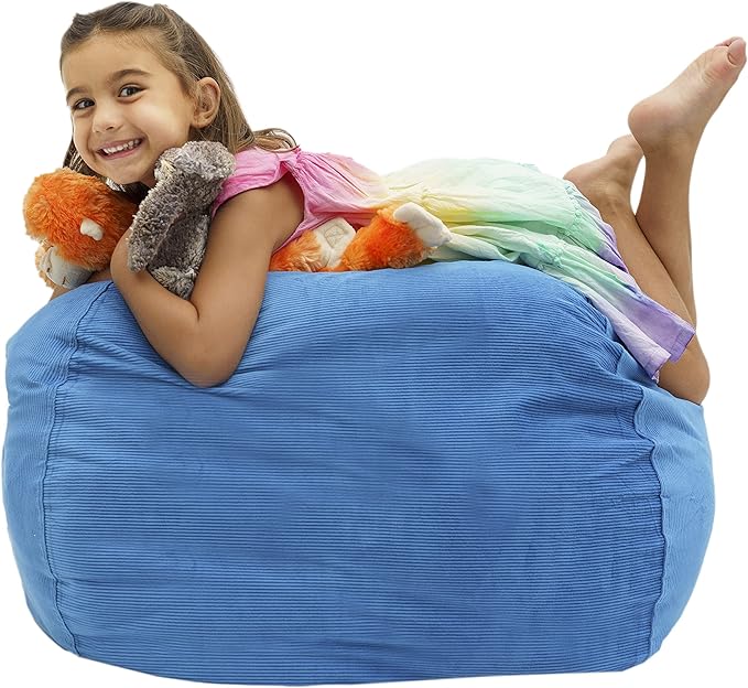EMMandSOPHIE Stuffed Animal Storage Bean Bag Chair - Kids Bean Bag Chairs- Bean Bag Chair Kids- Beanbag Chairs for Kids and Teens-Stuffed Animal Holder- Stuffed Animal Bean Bag Storage