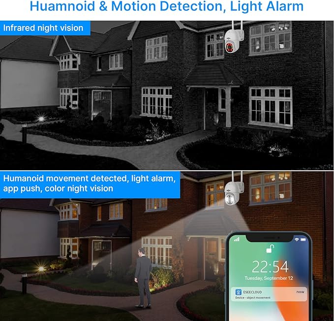 Hiseeu Security Cameras Wireless Outdoor System 5MP PTZ&Bullet Cameras IP66 Waterproof -Night Vision Motion Alert with 1TB Storage WiFi Security Camera No Monthly Fees