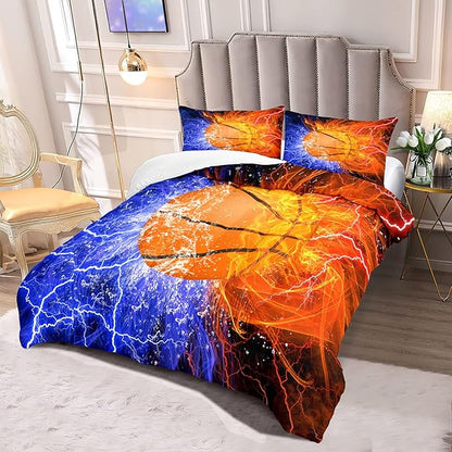 Basketball Full Size Comforter Sets for Boys Basketball Bedding Full Size Sports Microfiber Comforter Set Bedding Set for Boys Teens, 1 Comforter+2 Pillowcases