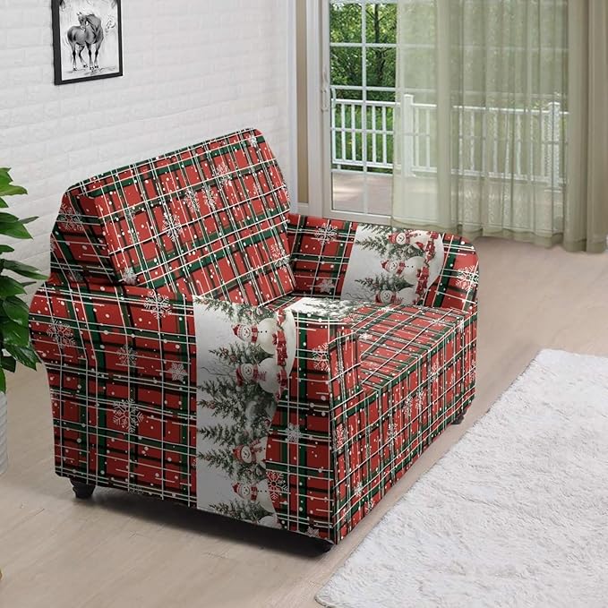 FKELYI Christmas Decorations Sofa Couch Cover Comfortable Furniture Protector Easy Going Stretch Sofa Slipcover with Elastic Bottom S