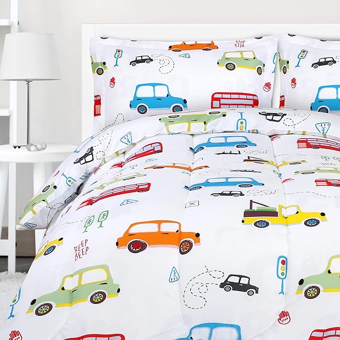 Utopia Bedding All Season Car Comforter Set with 2 Pillow Cases, 3 Piece Soft Brushed Microfiber Kids Bedding Set for Boys/Girls, Machine Washable (Twin, Pack of 6)