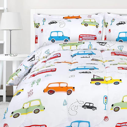 Utopia Bedding All Season Car Comforter Set with 2 Pillow Cases, 3 Piece Soft Brushed Microfiber Kids Bedding Set for Boys/Girls, Machine Washable (Twin, Pack of 6)