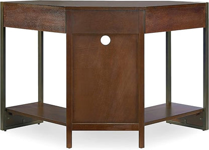 Leick Home Riley Holliday Computer Desk with Dropfront Keyboard Drawer, FURNITURE, Espresso/Gold