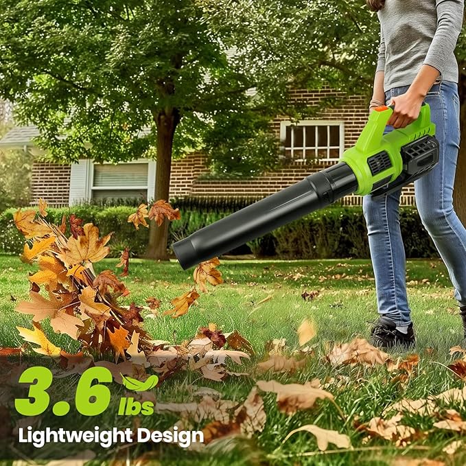 HARDELL Cordless Leaf Blower, 20V Electric Leaf Blower with 4.0Ah Battery and Charger, 280MPH/400CFM High Speed Leaf Blowers for Lawn Care, Blowing Leaves, Dust and Snow