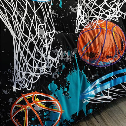 Axolotl Basketball Comforter Set Full,Sports Comforter Set,Basketball Bedding Set,Sports Theme Comforter Set,Grunge Bedding Aesthetic Cool Style for Boys Kids Men,1 Quilt 2 Pillowcases,Black Blue