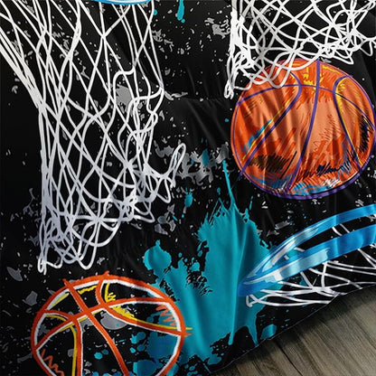 Axolotl Basketball Comforter Set Twin,Sports Comforter Set,Basketball Bedding Set,Sports Theme Comforter Set,Grunge Bedding Aesthetic Cool Style for Boys Kids Men,1 Quilt 2 Pillowcases,Black Blue