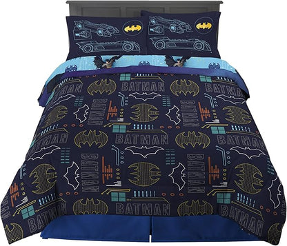 Franco Kids Bedding Super Soft Comforter and Sheet Set, 5 Piece Full Size, Batman