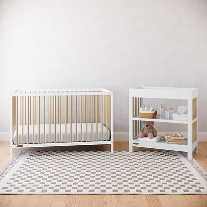 Graco Teddi 5-in-1 Convertible Crib (White with Driftwood) – GREENGUARD Gold Certified, Converts to Daybed, Toddler & Twin Bed with Headboard and Footboard, Adjustable Mattress Height