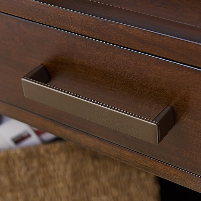 Leick Home Riley Holliday Computer Desk with Dropfront Keyboard Drawer, FURNITURE, Espresso/Gold