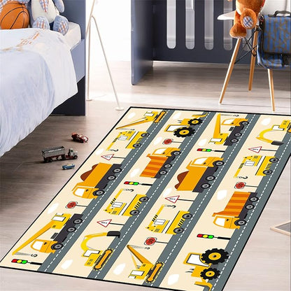 Construction Rug Car Rug Construction Rugs for Boys Room Cartoon Truck Area Rug Construction Play Mat Car Rug for Boys Room Construction Decor for Boys Room 2'5''×4'