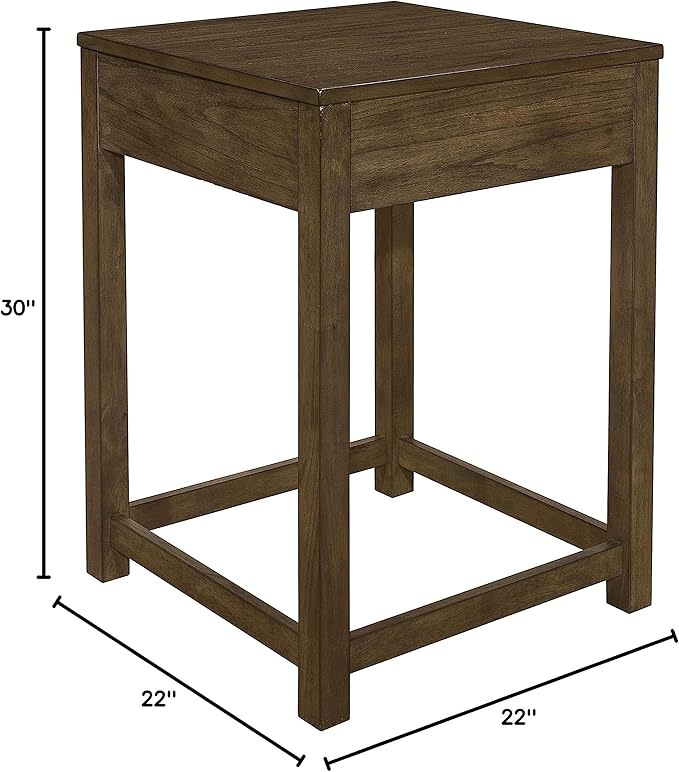 Lexicon Ozias Square Home Office Corner Unit Table, 22" x 22", Brown Gray