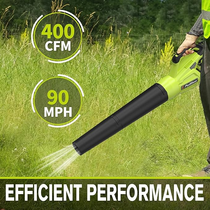 Leaf Blower 20V Leaf Blower Cordless with 4.0Ah Battery and Charger, High Power 400 CFM Electric Leaf Blower, Lightweight Handheld Cordless Blower for Lawn Care Yard Patio Garden Leaves Snow (Green)