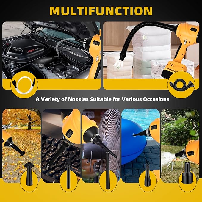 Cordless Dust Blower for Dewalt 20V Battery, Brushless Handheld Leaf Blower Compressed Air Duster 447 MPH for Garages Workshop Sawmill Room Home Cleaning(Battery Not Included)