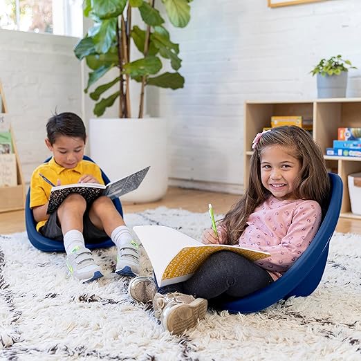ECR4Kids Leaf Floor Seat, Rocker Chair, Navy, 6-Piece