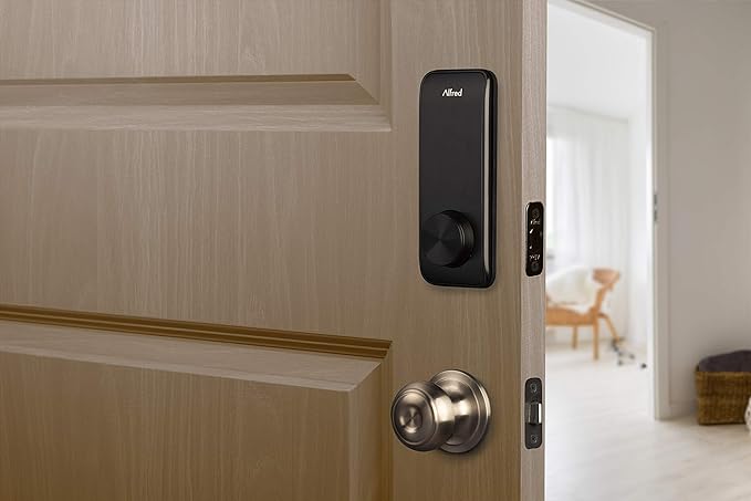 Alfred DB2-B Smart Door Lock Deadbolt Touchscreen Keypad, Pin Code + Key Entry + Bluetooth, Up to 20 Pin Codes (Black)