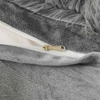 FOPPA Dark grey fluffy Comforter Cover Set king- Ultra Soft fluffy Dark grey Bedding Sets 3 Pieces (1 Duvet Cover + 2 Pillow case) Dark grey fluffy bed set (Dark Grey, King)