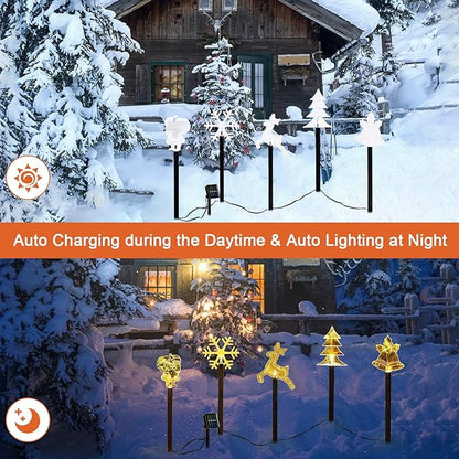 BRIGHTDECK Solar Christmas Pathway Lights Outdoor Decorations, Landscape Lights Waterproof Led Garden Stake Lights for Walkway Yard Lawn Porch Holiday Decor 5-Pack