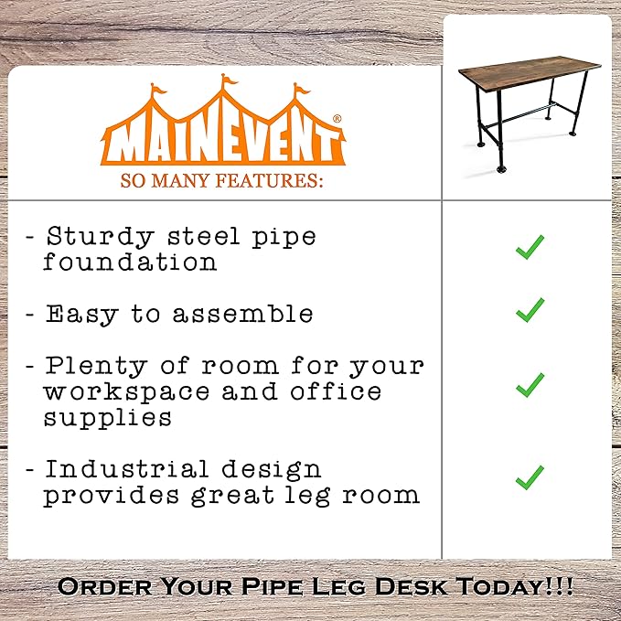 Industrial Pipe Desk Work From Home Set Up, Rustic Industrial Desk Home, Rustic Pipe Table With Industrial Pipe Desk Industrial Computer Desk Workstation Metal Industrial Desk Style Modern Study Desk