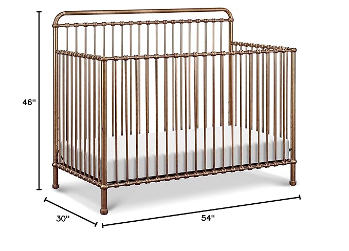 NAMESAKE Winston 4-in-1 Convertible Metal Crib in Vintage Gold, Greenguard Gold Certified