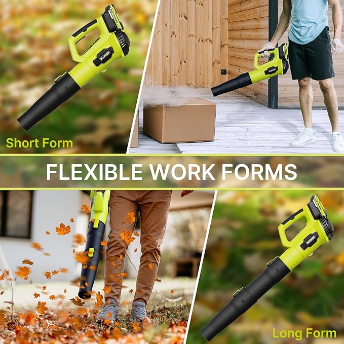 Leaf Blower, 21V Electric Cordless Leaf Blower, 2 X 2.0Ah Batteries and Charger Included, Lightweight Leaf Blower for Patio Cleaning, Lawn Care, Blowing Leaves and Dust, etc.