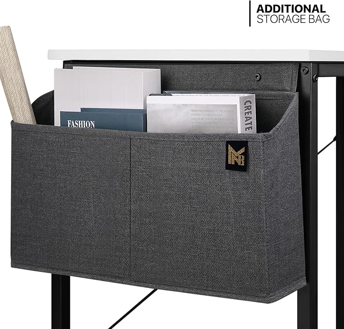 MoNiBloom Computer Desk 40 Inches with A Storage Bag, Student Laptop Writing Desks for Samll Space Home Office, White