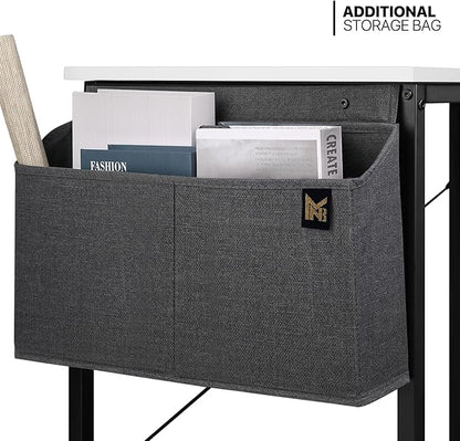 MoNiBloom Computer Desk 40 Inches with A Storage Bag, Student Laptop Writing Desks for Samll Space Home Office, White