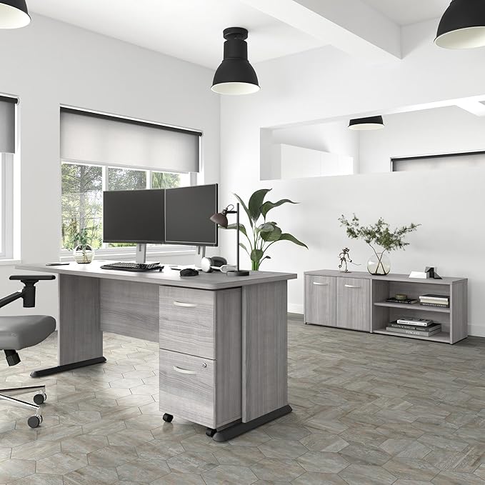 Bush Business Furniture Studio A 72W Computer Desk in Platinum Gray, 6 Foot Gaming and Work Table for Home or Professional Office
