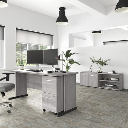 Bush Business Furniture Studio A 72W Computer Desk in Platinum Gray, 6 Foot Gaming and Work Table for Home or Professional Office