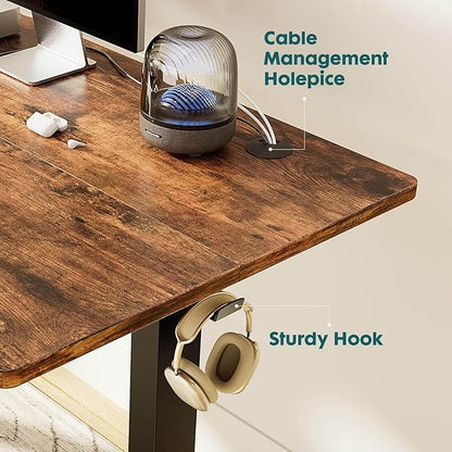 NicBex Laik-DW-00020-DX Desks, 62" W x 23" D x 28" H, Brown