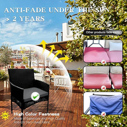 ClawsCover 3Pack Outdoor Seat Cushions Replacement Covers Fit for 4 Pieces Wicker Rattan Furniture Patio Conversation Set Loveseat Chair,38x19x2,19x19x2,Dark Gray-Large (Include Cover Only)