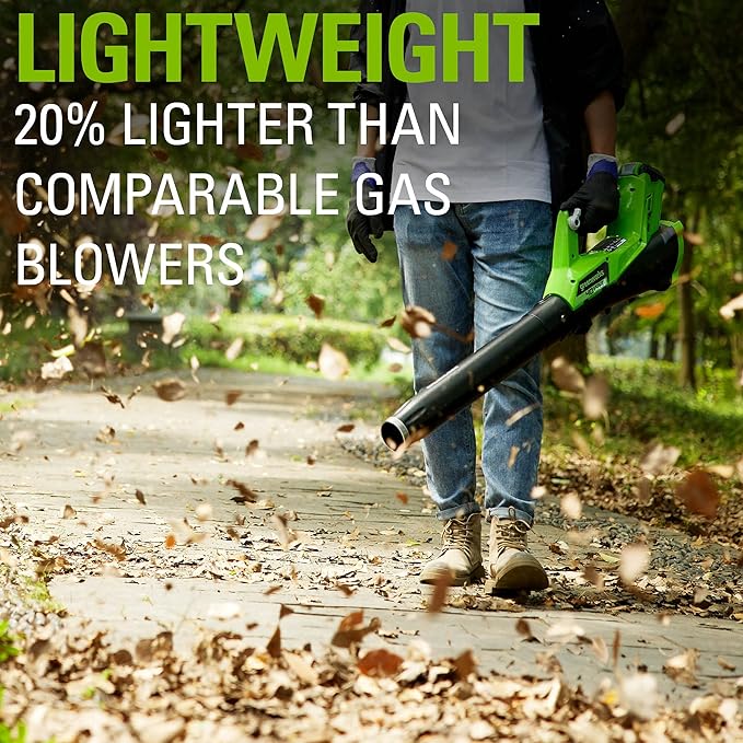 Greenworks 40V (115 MPH / 430 CFM) Brushless Axial Leaf Blower, 2.0Ah Battery and Charger Included