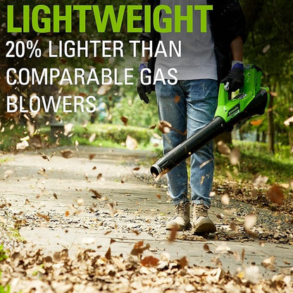 Greenworks 40V (115 MPH / 430 CFM) Brushless Axial Leaf Blower, 2.0Ah Battery and Charger Included