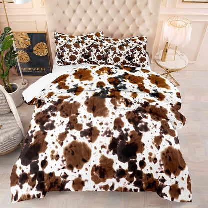 Tailor Shop Cow Print Bedding Sets King Size,Cow Print Comforter Set for Boys Teens Girls,Black White Queen Soft Microfiber Cowhide Bedding Set with 1 Comforter and 2 Pillowcases…