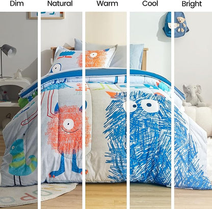 SLEEP ZONE Kids Twin Bedding Comforter Set - Super Cute & Soft Kids Bedding 5 Pieces Set with Comforter, Sheet, Pillowcase & Sham (Monster)